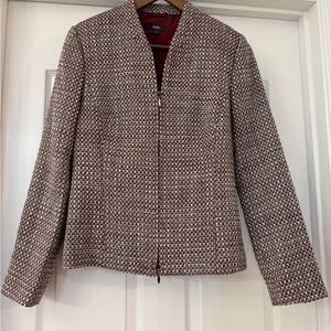 Zanella Tricia Wool-Blend Tweed Jacket Made in Italy Size 8 Zip-Front Coat